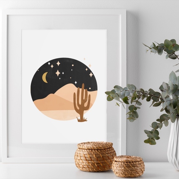 Wall Art Boho Nature Desert Print Illustration Unframed - Picture 3 of 5